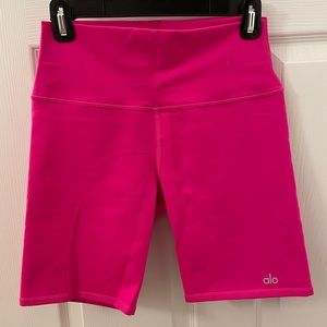 Hot pink alo yoga bike shorts